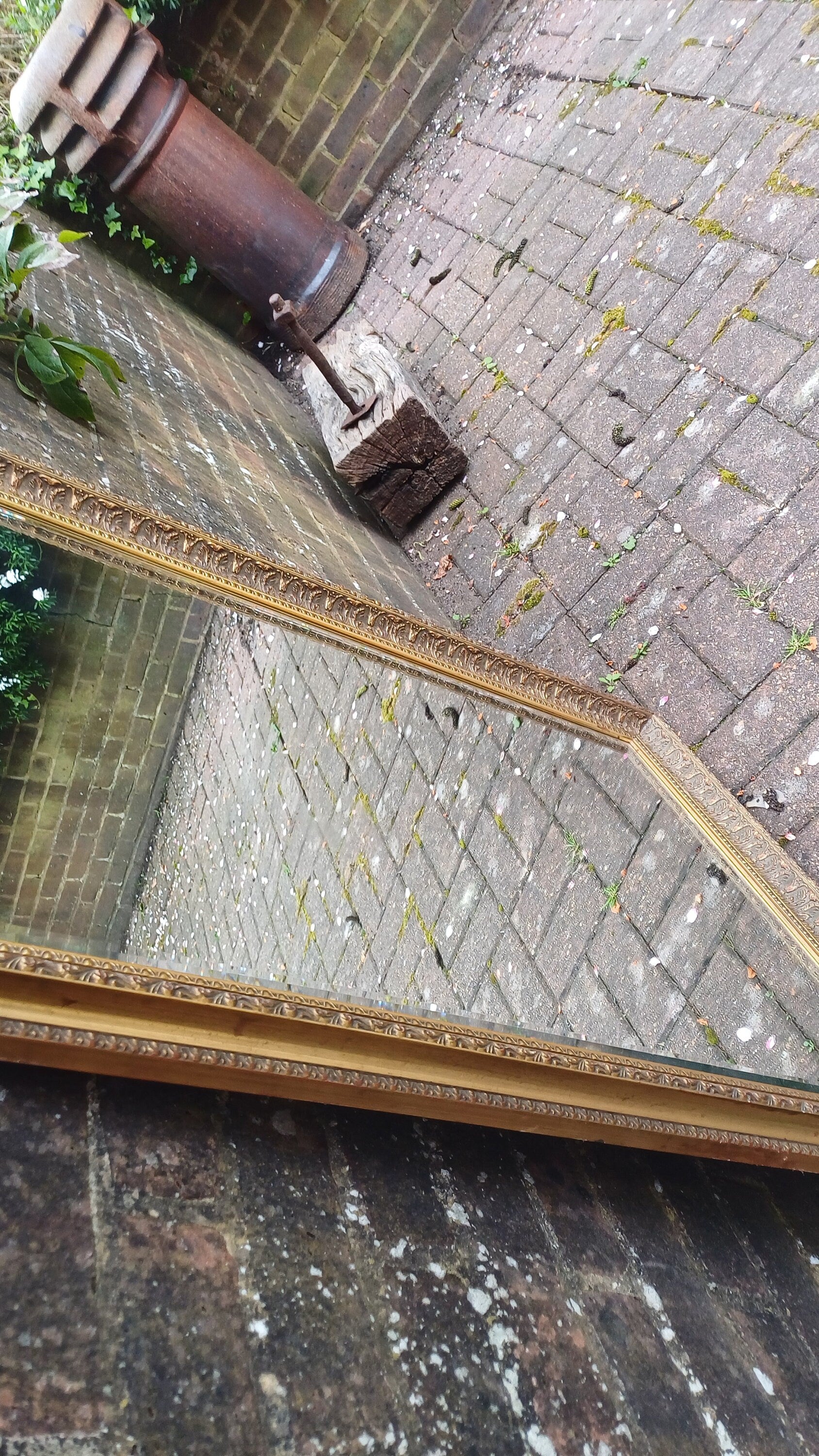 Huge Vintage 80s Gold Gilt Wall Mirror Bevelled.