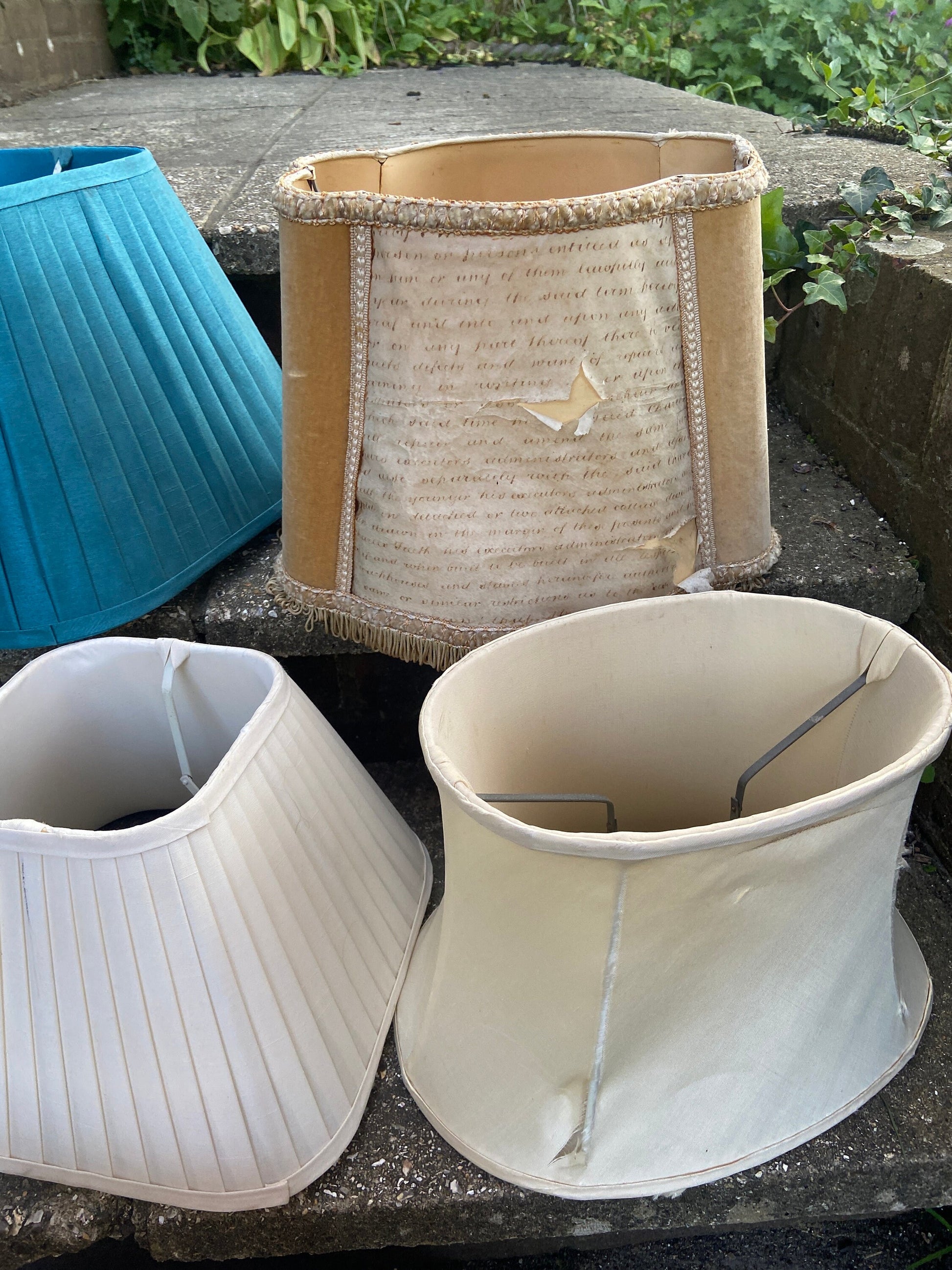 Six vintage lamp shades square, rectangular, oval vintage lamp shades, lampshades