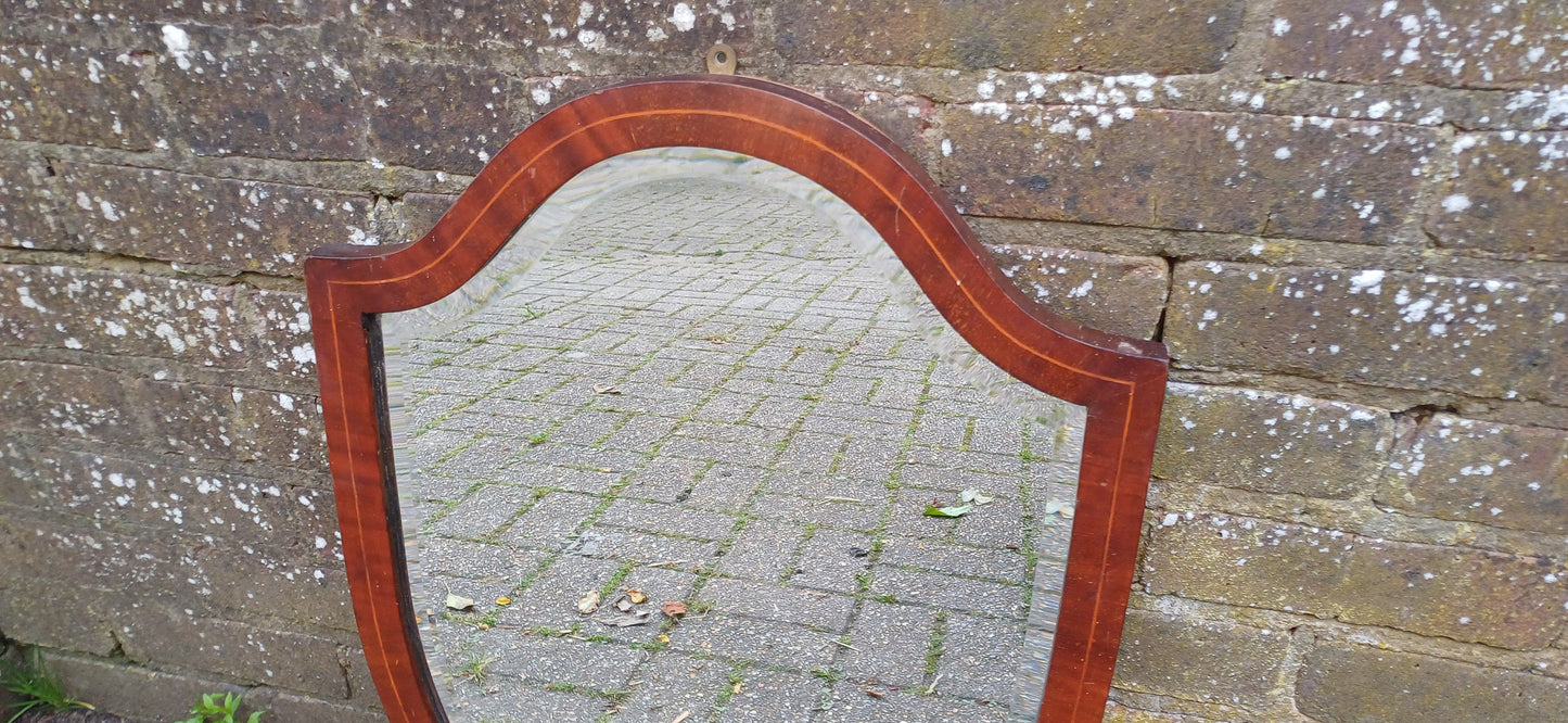 Unusual Shape Early 20th Century Mahogany Wall Mirror.