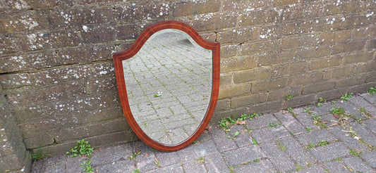 Unusual Shape Early 20th Century Mahogany Wall Mirror.
