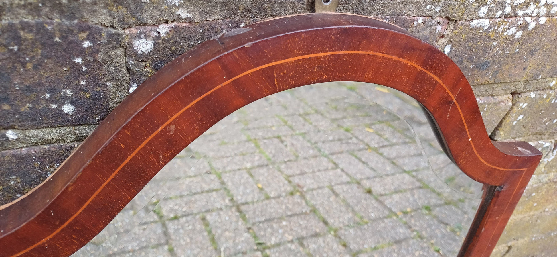 Unusual Shape Early 20th Century Mahogany Wall Mirror.