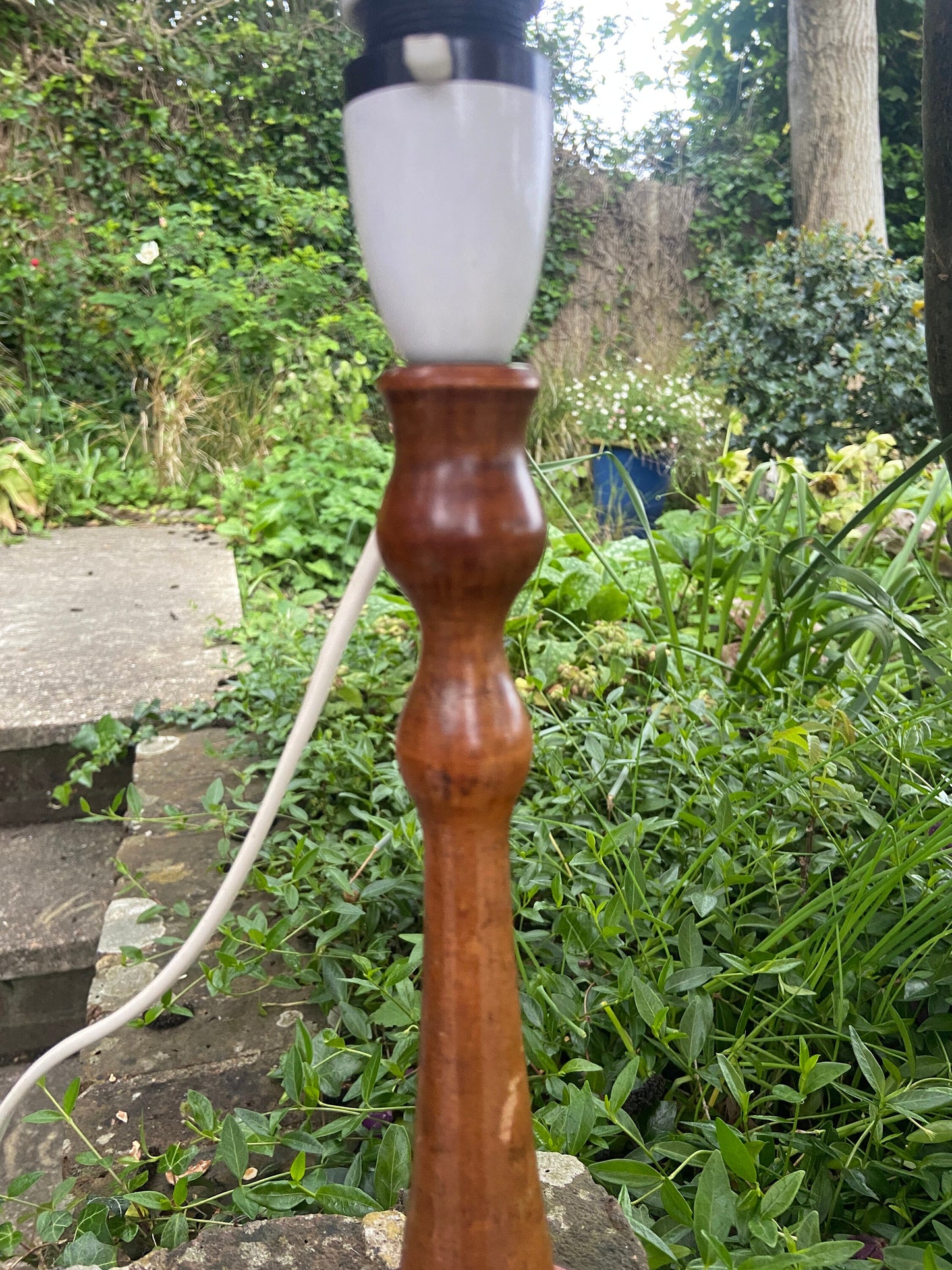 Delightful vintage antique wooden candlestick refurbed lamp - wooden table lamp
