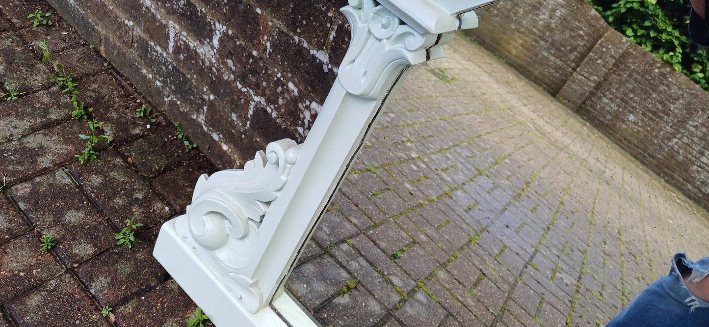 Enormous Vintage Victorian Painted Mahogany Over Mantel or Wall Mirror Light Green.