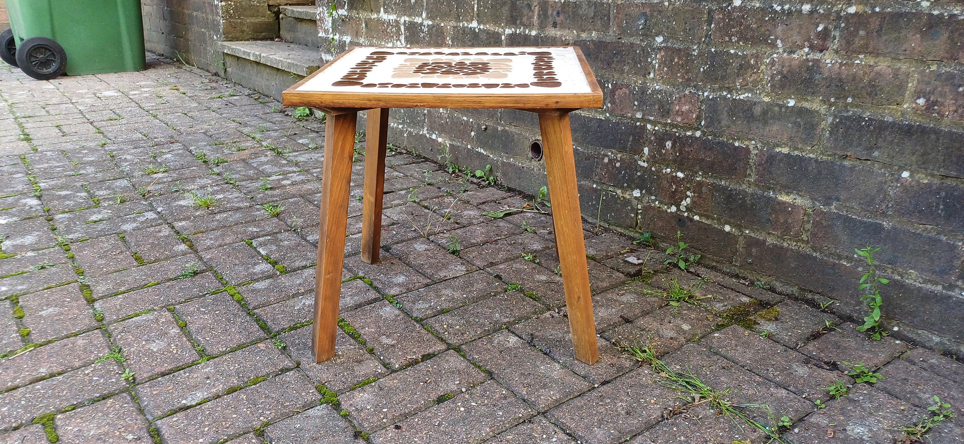 Vintage 60s Teak Retro Coffee Sde Occasional Table with Pebble Mosaic
