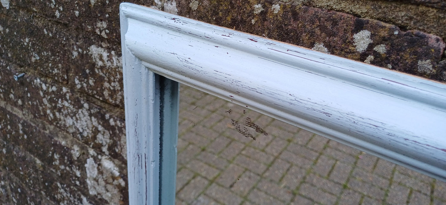 Vintage Painted Wooden Mirror in Farrow and Ball Light Blue