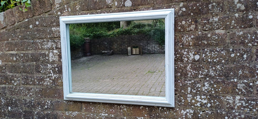 Vintage Painted Wooden Mirror in Farrow and Ball Light Blue