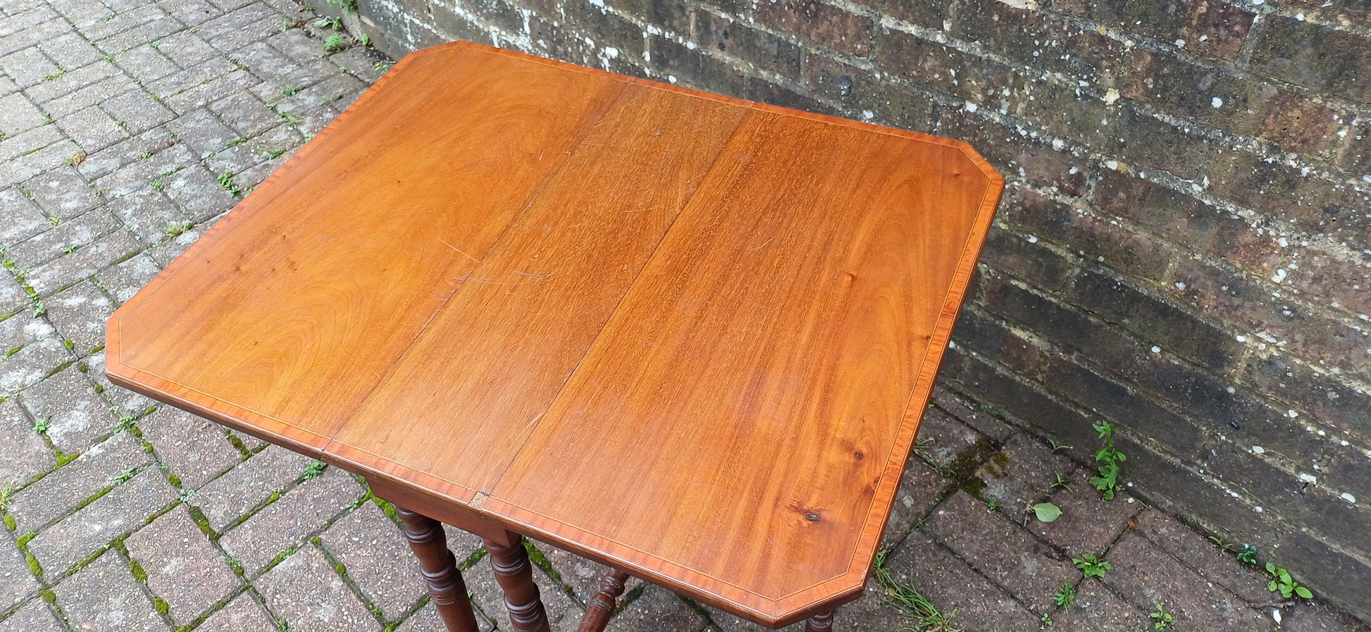 Vintage Solid Mahogany Inlaid Sutherland Occasional Folding Table