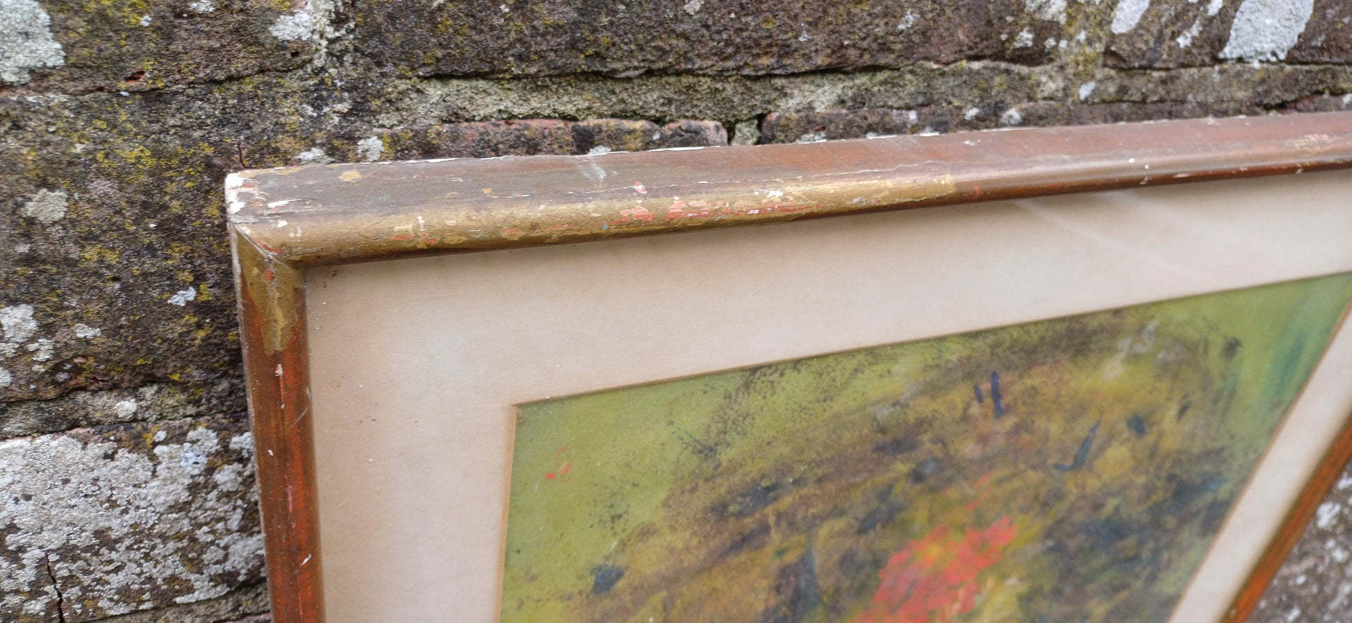 Retro authentic Abstract Still Life, oil painting, by Bungy 1964 - glazed wooden frame, ready to hang