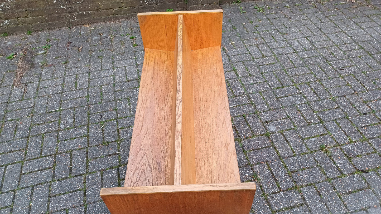 Vintage Municipal Retro Oak Veneer Bookcase on Castors. A Perfect Room Divider.