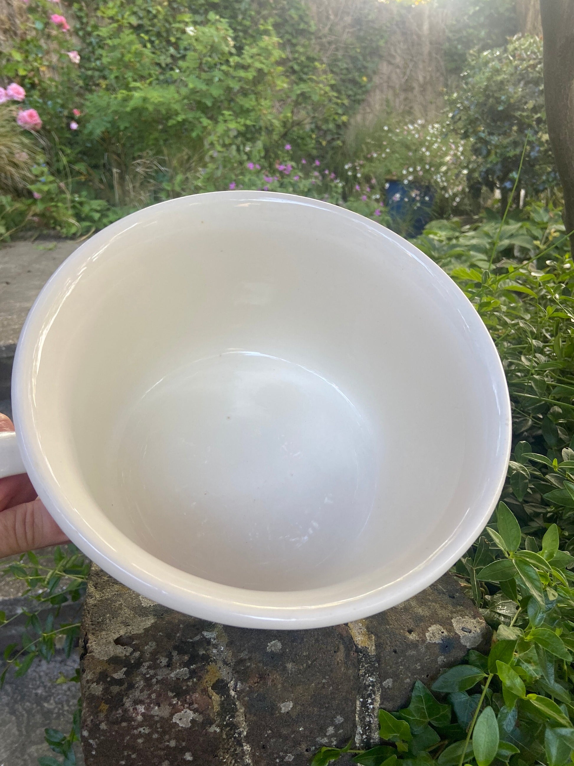 1920s 30s Vintage Chamber Pot, Po!, Pottey Perfect Indoor Planter - cream, off white ceramic planter made by New Hall, Hanley, Staffordshire