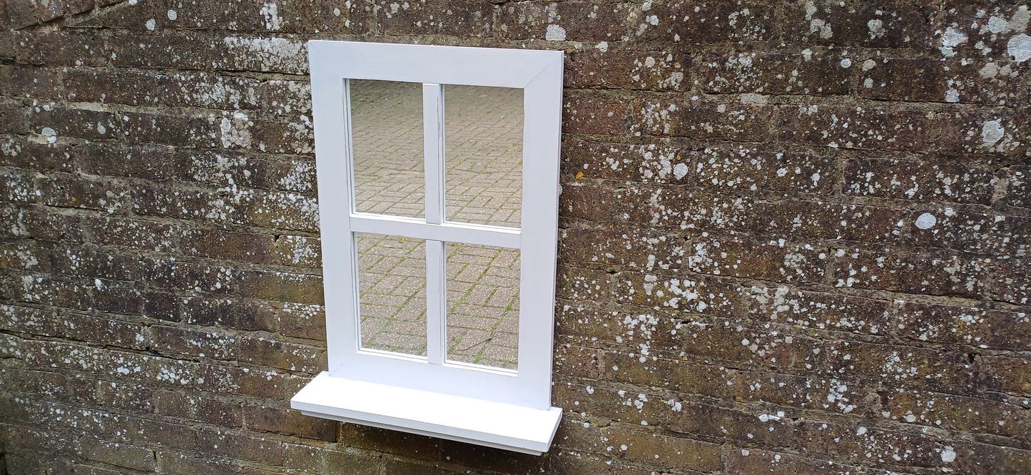 Vintage Painted Mirror and Shelf Hand Painted and Upcycled in Farrow and Ball Ammonite Light Grey Blue
