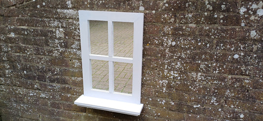 Vintage Painted Mirror and Shelf Hand Painted and Upcycled in Farrow and Ball Ammonite Light Grey Blue