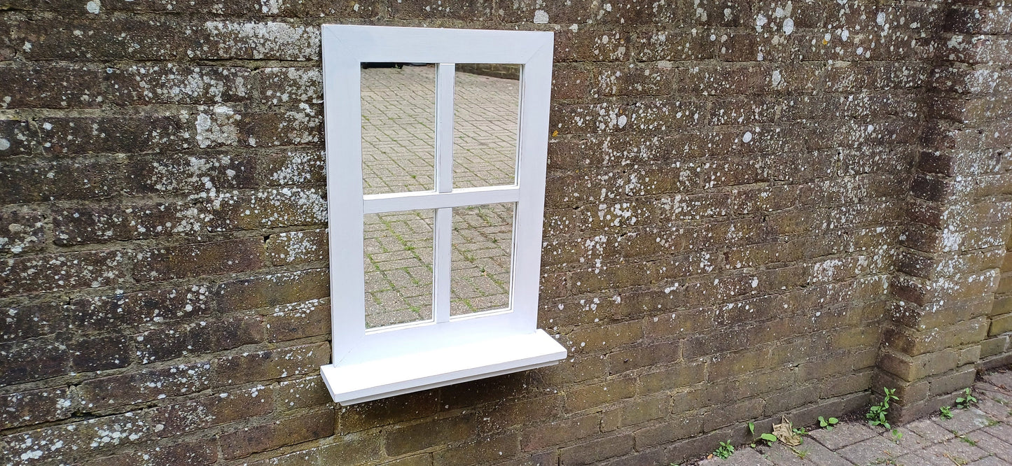 Vintage Painted Mirror and Shelf Hand Painted and Upcycled in Farrow and Ball Ammonite Light Grey Blue