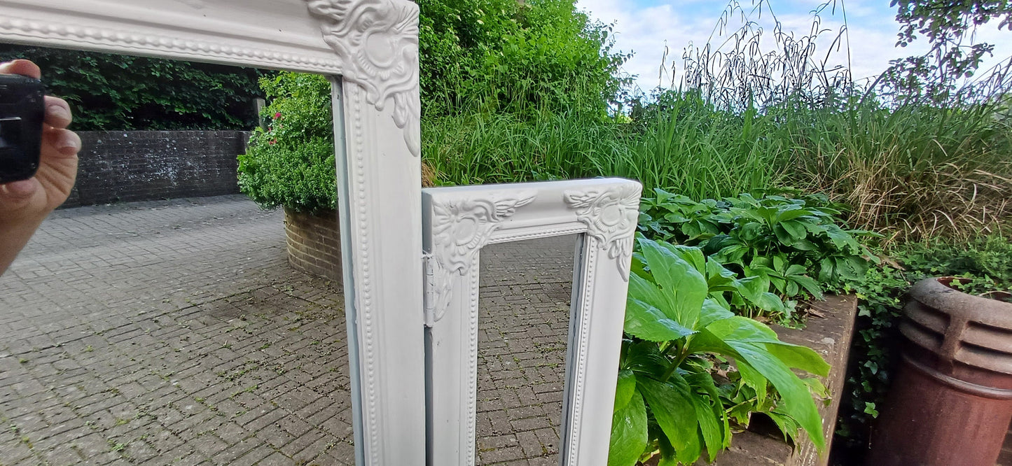 Vintage Painted Triple Dressing Table Mirror Hand Painted and Upcycled in Farrow and Ball Ammonite Light Grey Blue