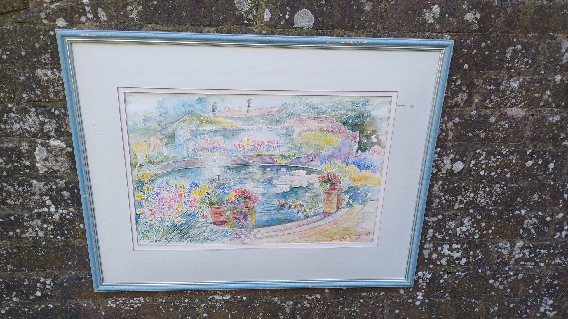 original water colourof pond gardens flowers in memory of diana, copinger hall. samantha jill d howard