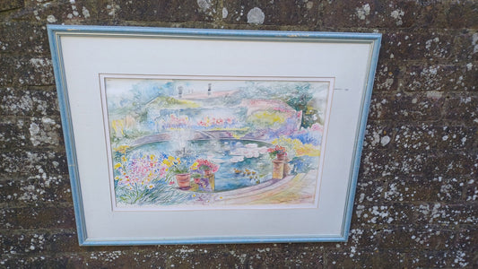 original water colourof pond gardens flowers in memory of diana, copinger hall. samantha jill d howard