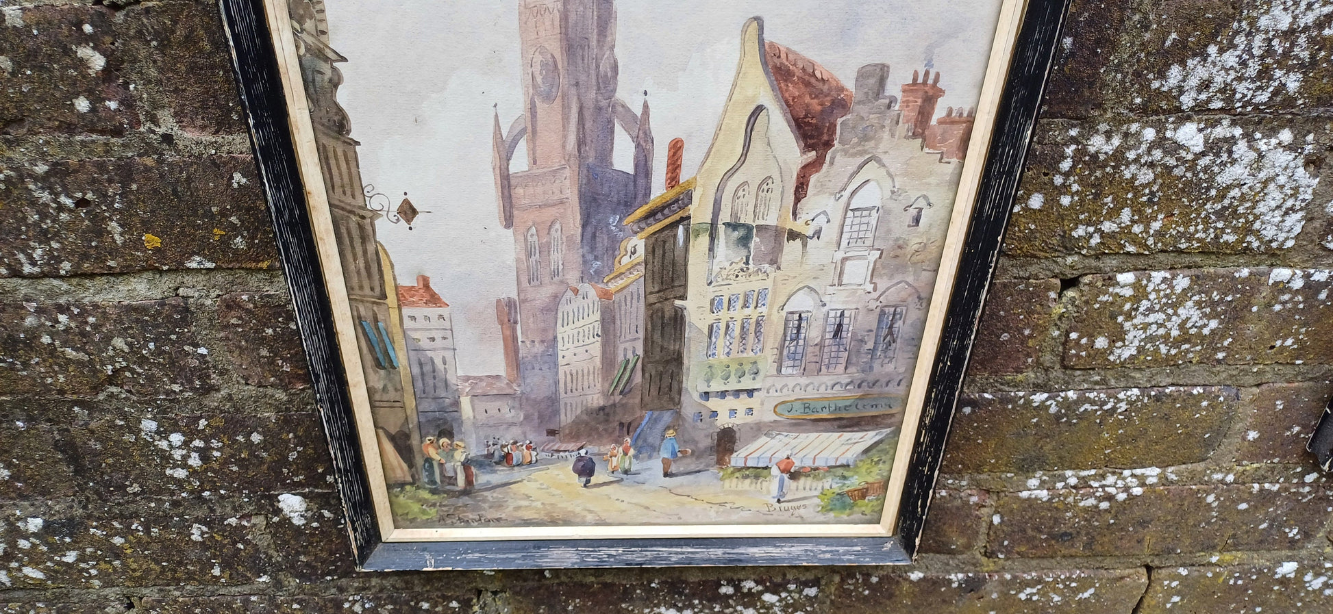 Superb pair of French Belgian Watercolours - Amiens and Bruges. Delightful. by A Stanton. Mid century Art. Framed and glazed, ready to hang