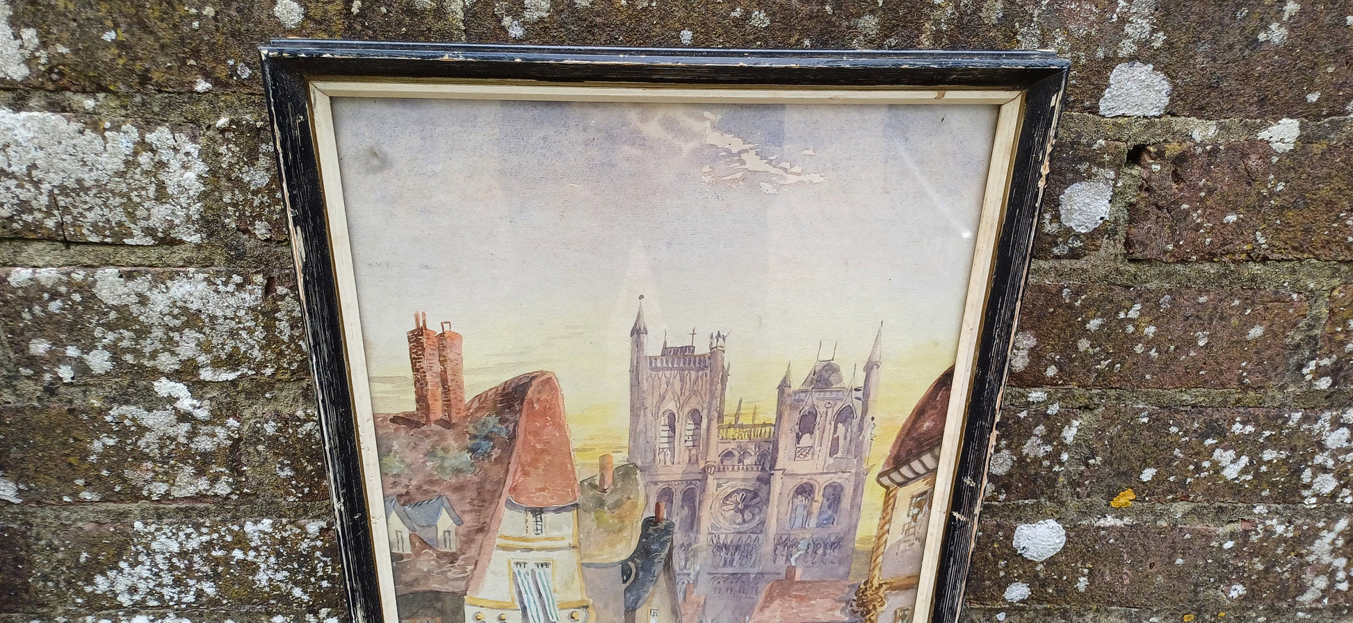 Superb pair of French Belgian Watercolours - Amiens and Bruges. Delightful. by A Stanton. Mid century Art. Framed and glazed, ready to hang