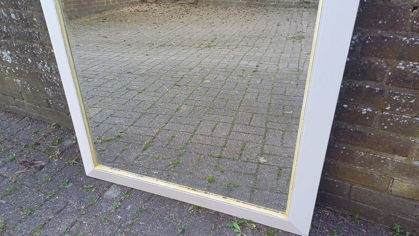 Huge Vintage Painted Shabby Chic Wall or Over Mantel Mirror Bespoke Upcycled. Farrow and Ball Light Grey