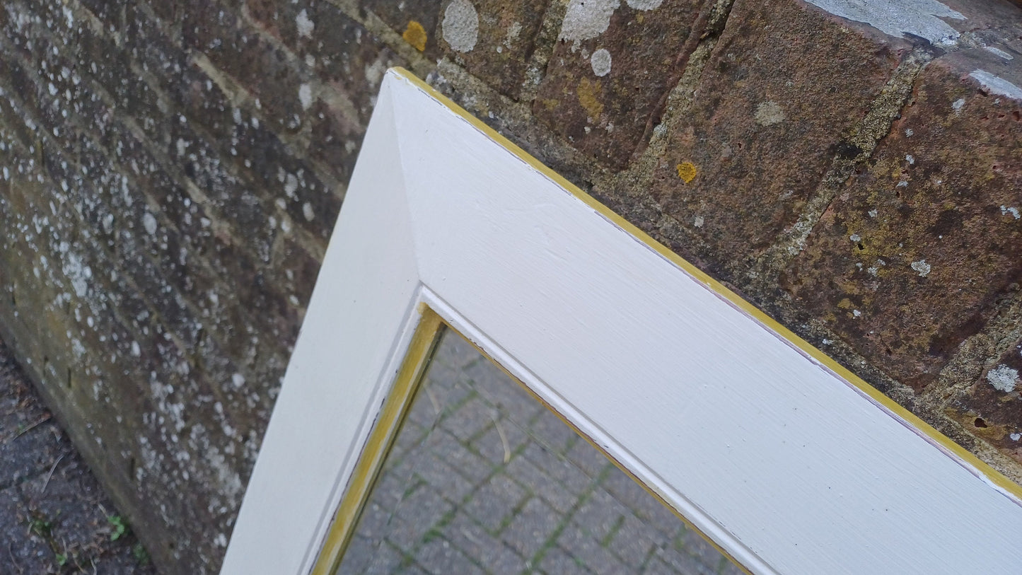 Huge Vintage Painted Shabby Chic Wall or Over Mantel Mirror Bespoke Upcycled. Farrow and Ball Light Grey