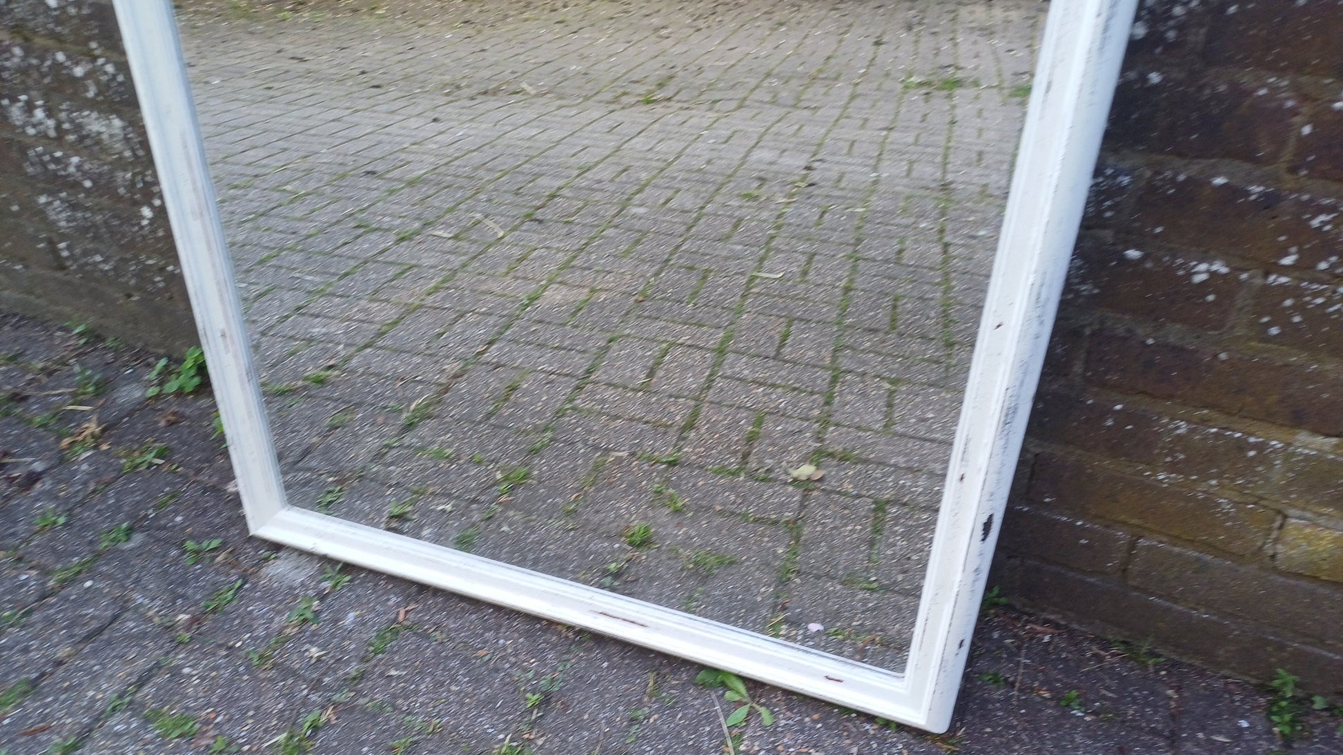 Vintage Painted Shabby Chic Wall or Over Mantel Mirror Bespoke Upcycled. Farrow and Ball Cream.