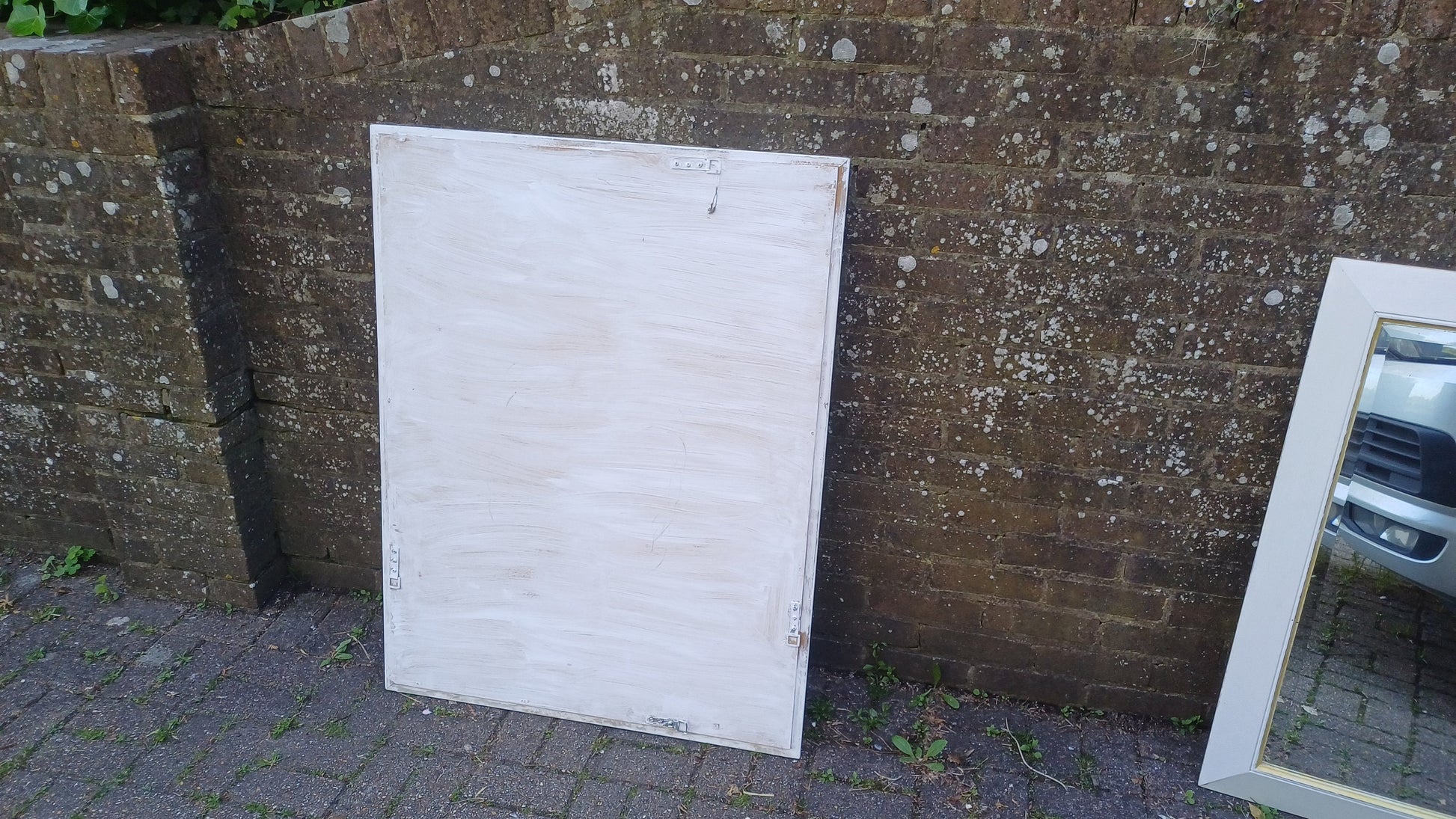 Vintage Painted Shabby Chic Wall or Over Mantel Mirror Bespoke Upcycled. Farrow and Ball Cream.