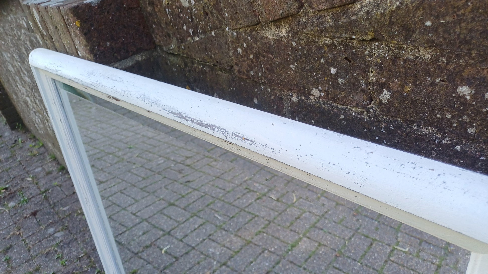 Vintage Painted Shabby Chic Wall or Over Mantel Mirror Bespoke Upcycled. Farrow and Ball Cream.