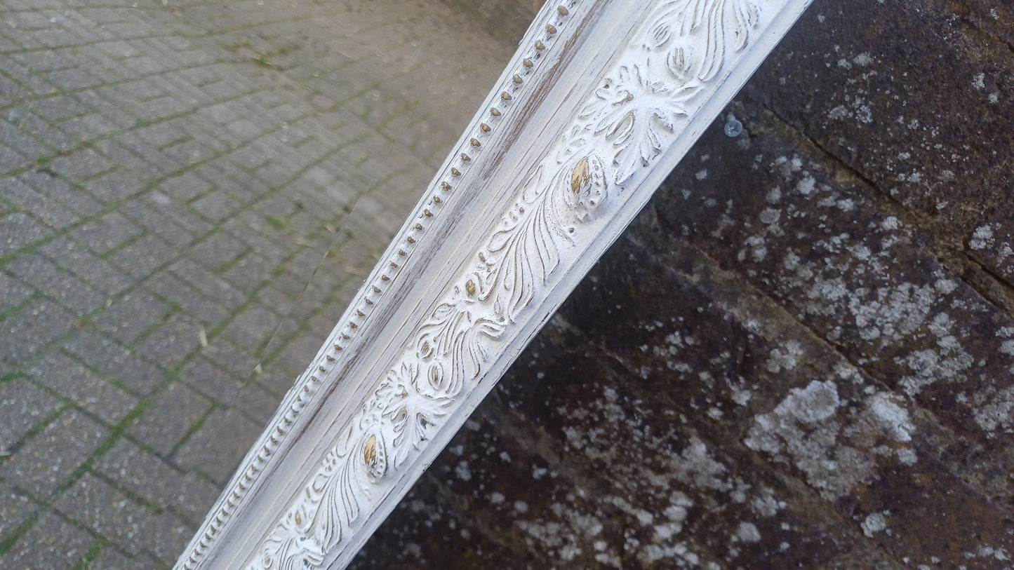 Huge Vintage Painted Shabby Chic Wall or Over Mantel Mirror Bespoke Upcycled. 132 x 102 cm