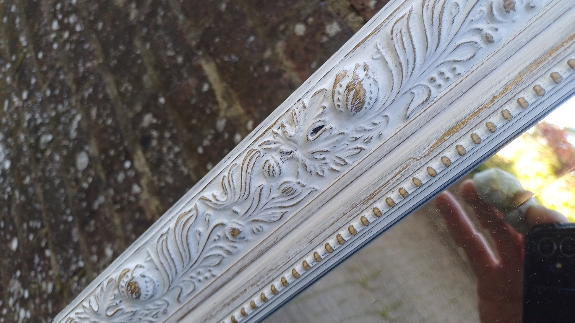 Huge Vintage Painted Shabby Chic Wall or Over Mantel Mirror Bespoke Upcycled. 132 x 102 cm