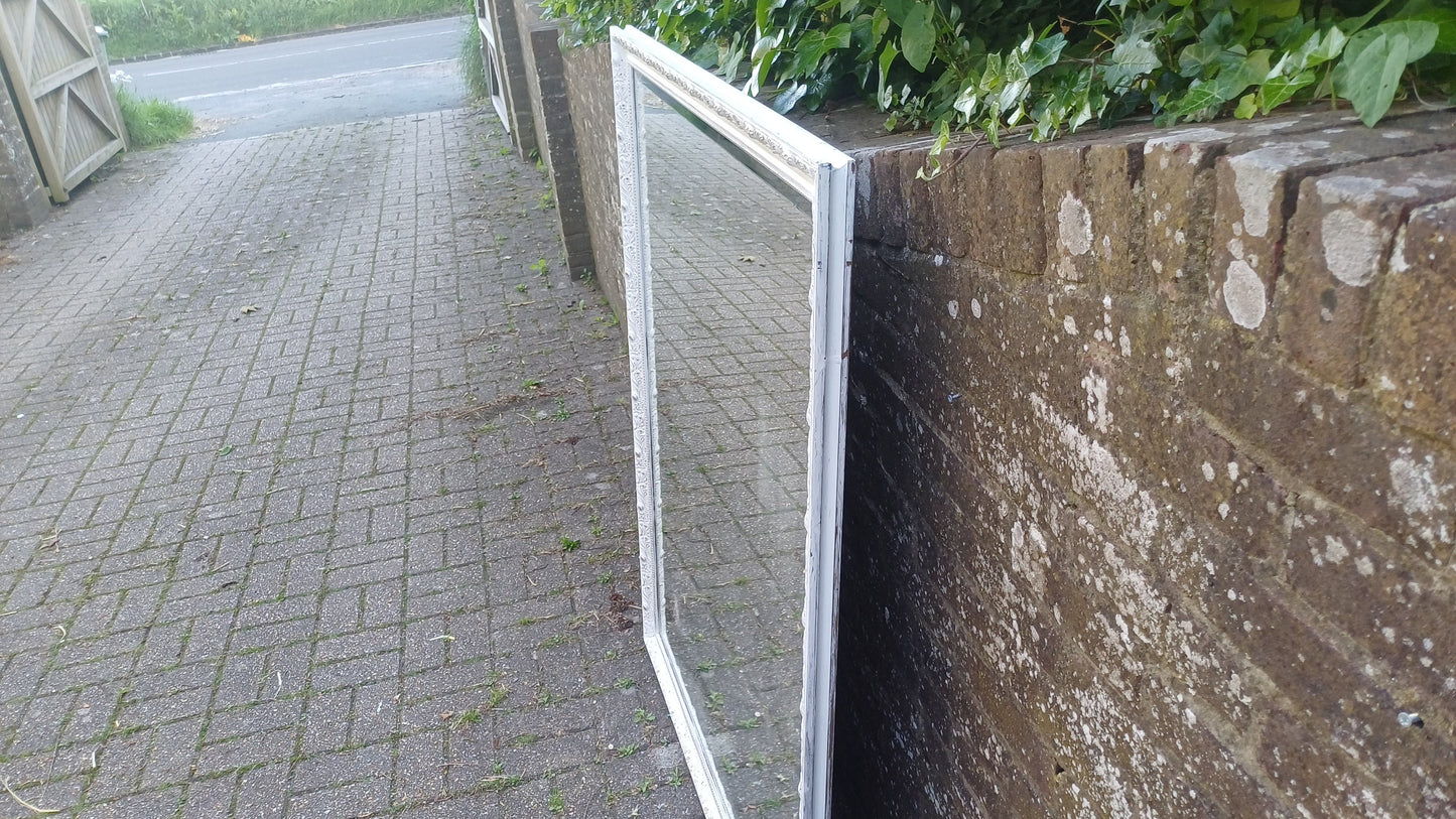 Huge Vintage Painted Shabby Chic Wall or Over Mantel Mirror Bespoke Upcycled. 132 x 102 cm