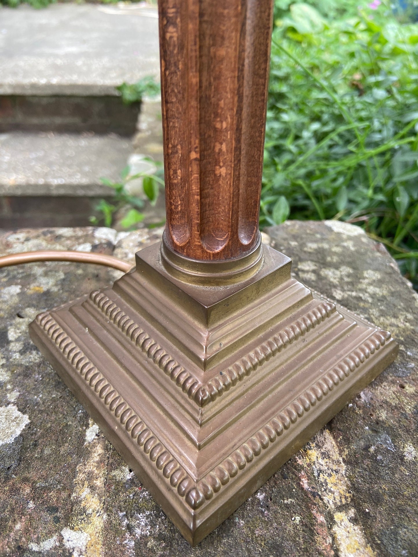 Laura Ashley metal and wood effect vintage table lamp - needs new bayonet fitment