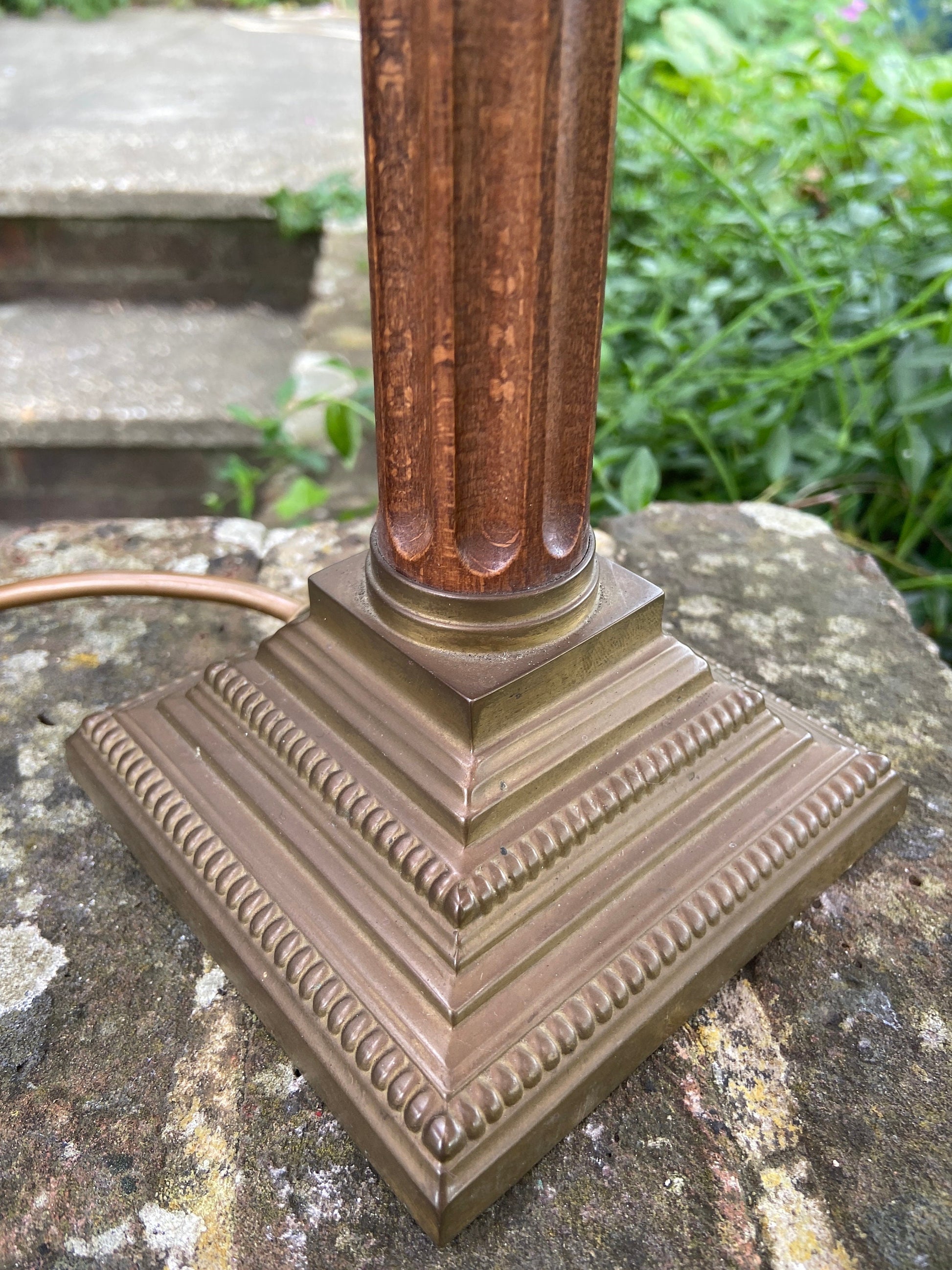 Laura Ashley metal and wood effect vintage table lamp - needs new bayonet fitment
