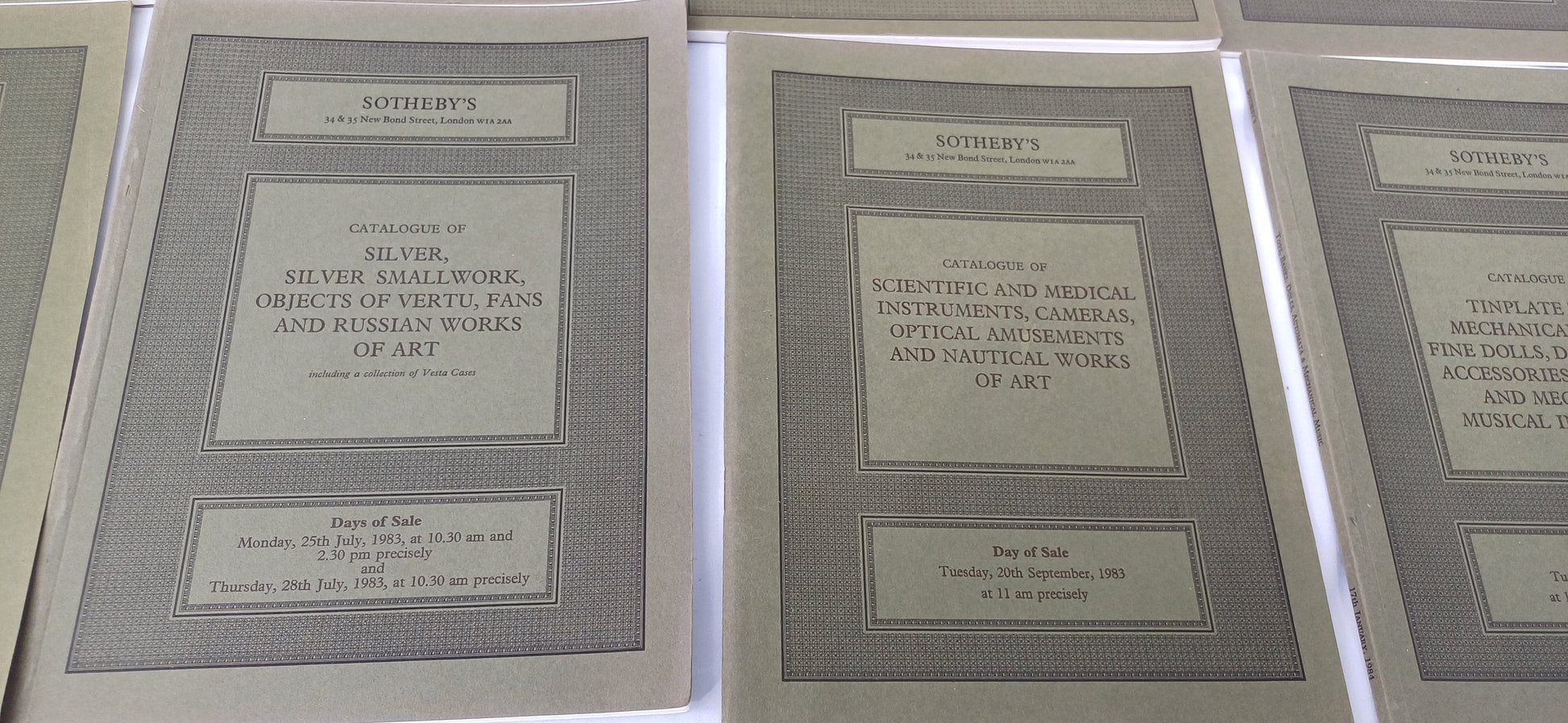 A Set of 12 Vintage 80s Quality Sotheby Lot Catalogues and Collector Magazines Silver Toys Scientific Textiles