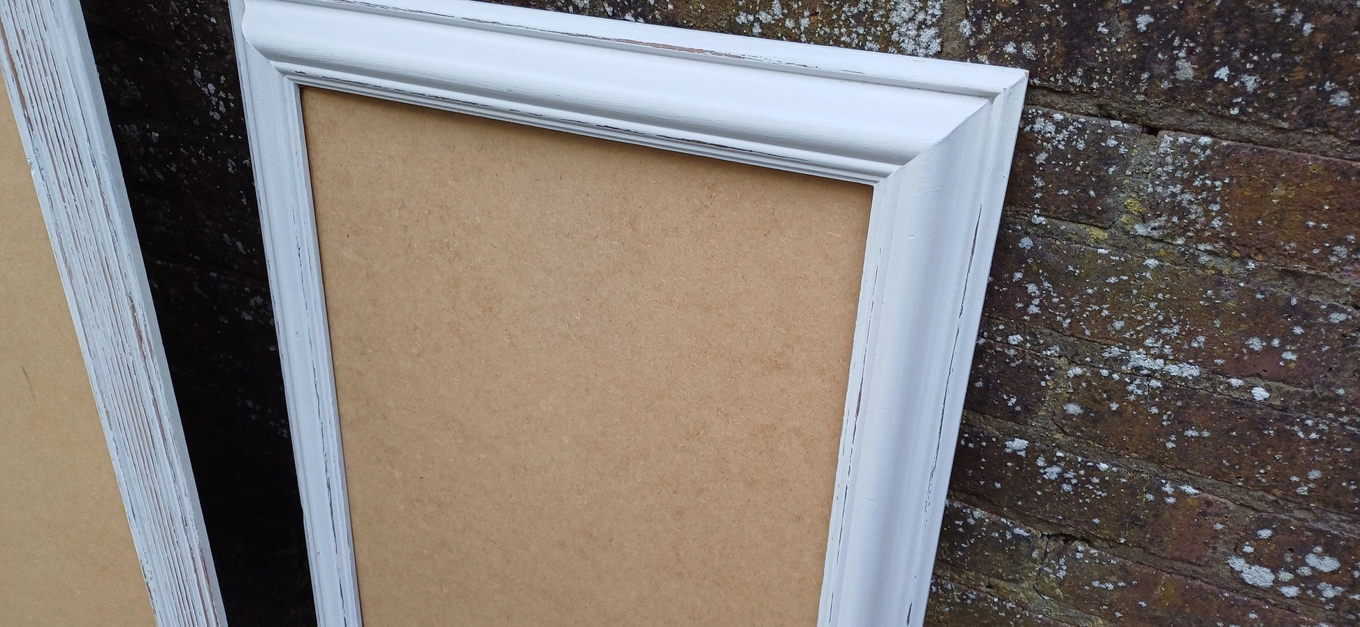 Pair of Huge Upcycled Painted Picture or Mirror Frames in Farrow and Ball Light Grey Ammonite
