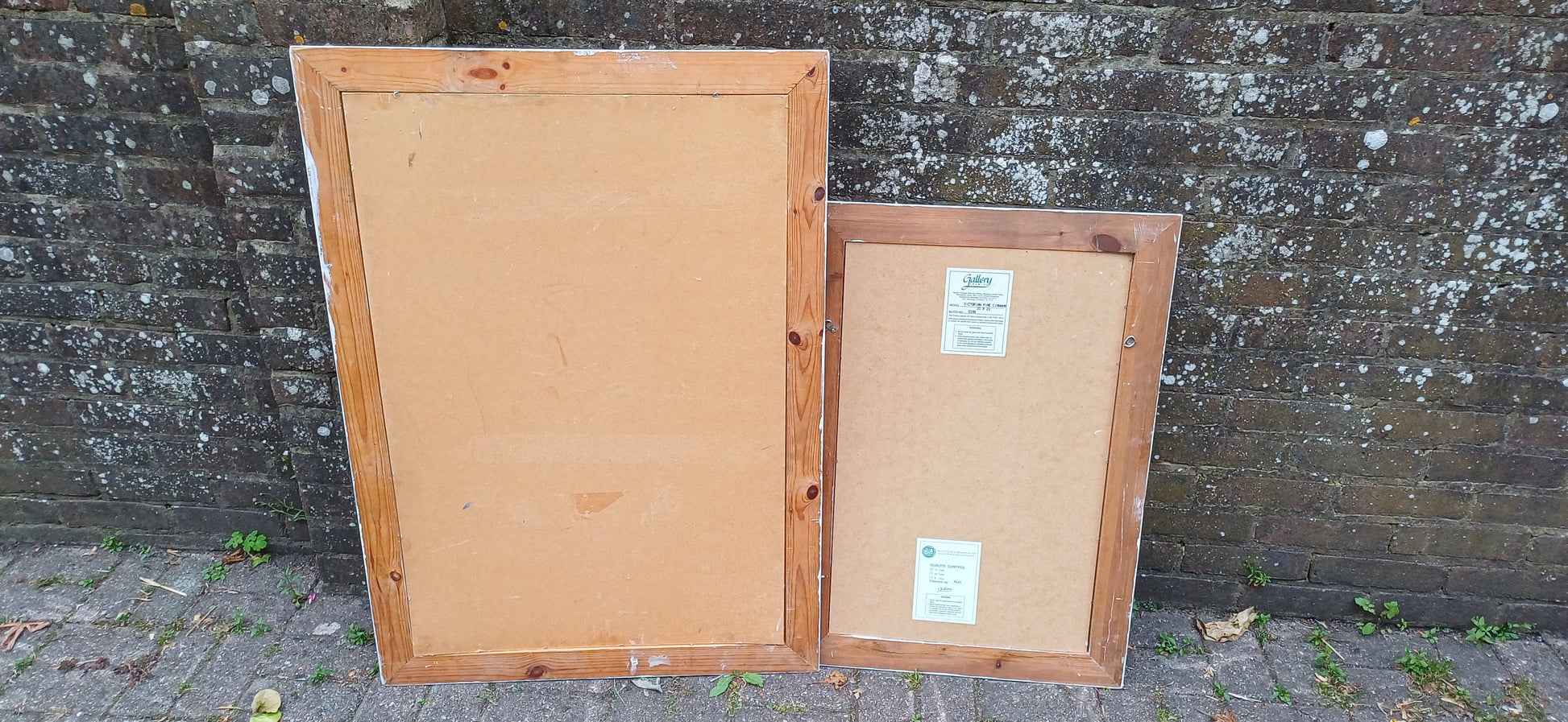 Pair of Huge Upcycled Painted Picture or Mirror Frames in Farrow and Ball Light Grey Ammonite