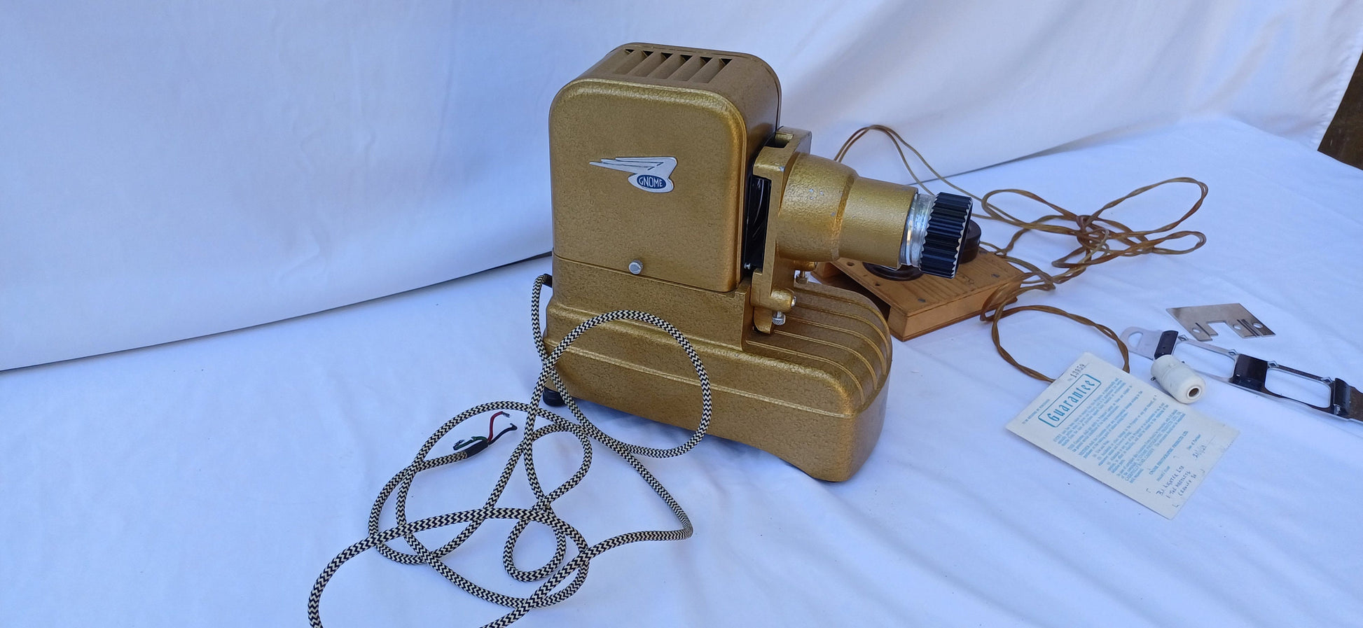 Wonderful Vintage ‘Gnome’ Gold Iron Projector with Independent Bespoke Bakelite Light and Switch.