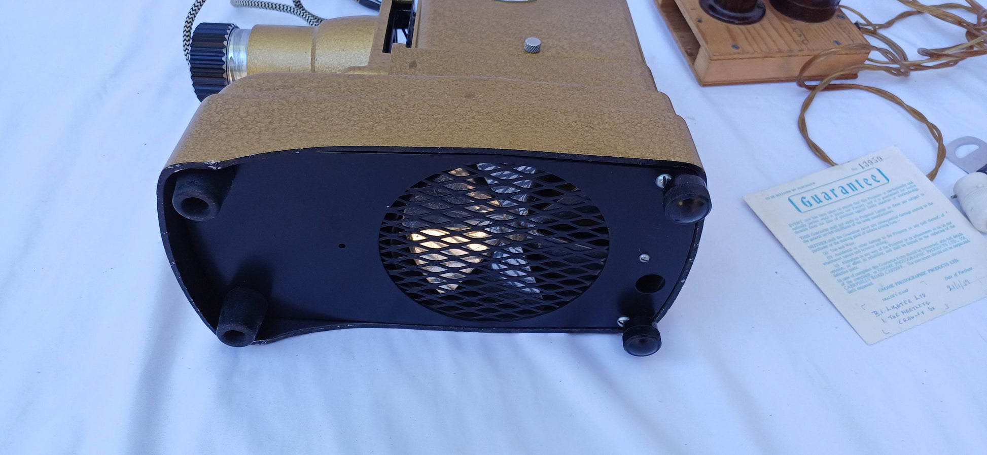 Wonderful Vintage ‘Gnome’ Gold Iron Projector with Independent Bespoke Bakelite Light and Switch.