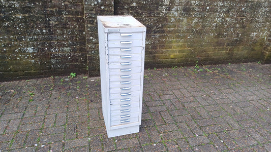 Fantastic Vintage Retro 80s White Metal Filing Drawers Tools Office Artisan Storage