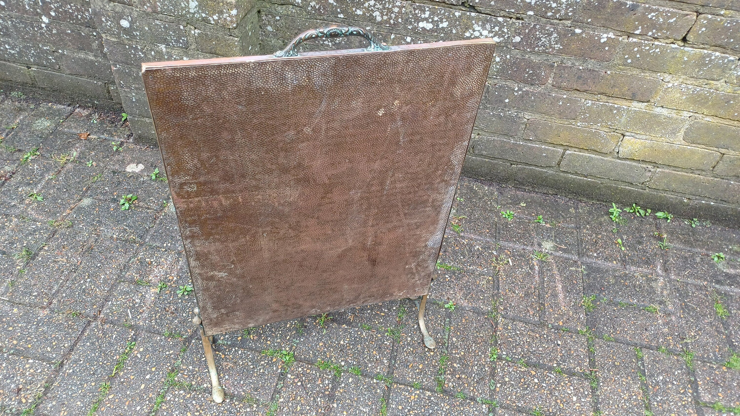 Lovely Vintage Brass Galleon Fire Screen Fire Spark Guard