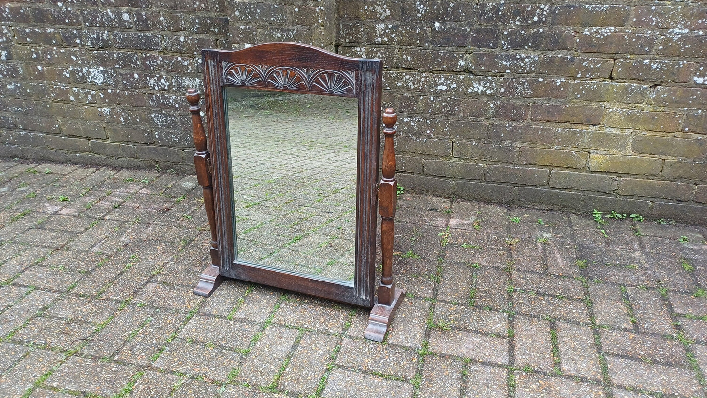 Vintage Solid Oak 1920s Oak Swing Mirror