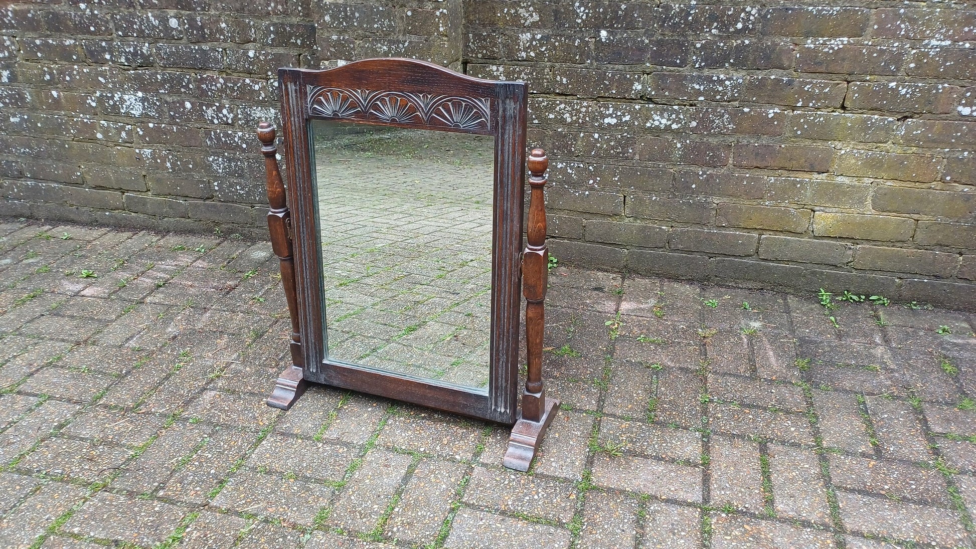 Vintage Solid Oak 1920s Oak Swing Mirror