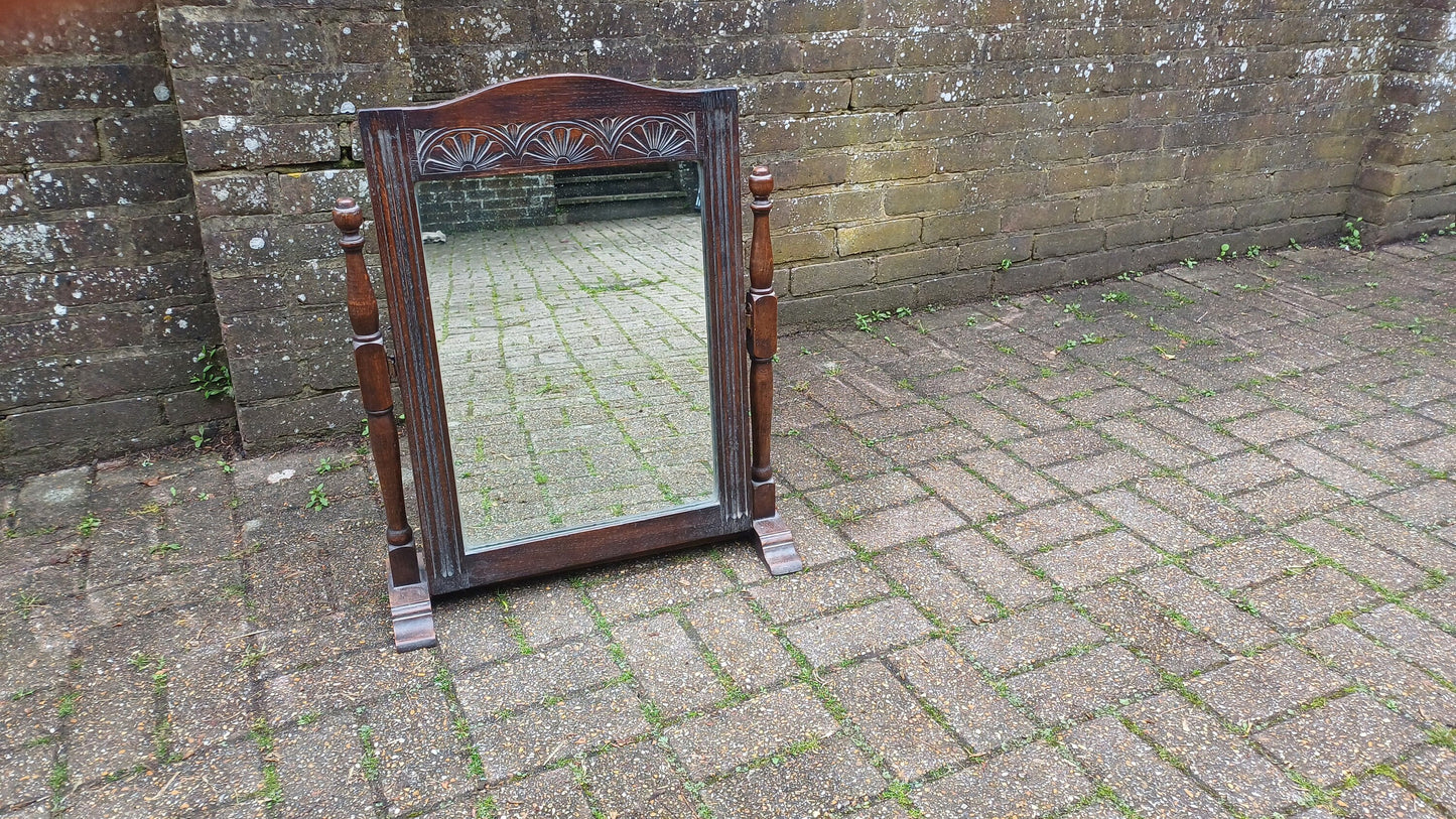 Vintage Solid Oak 1920s Oak Swing Mirror