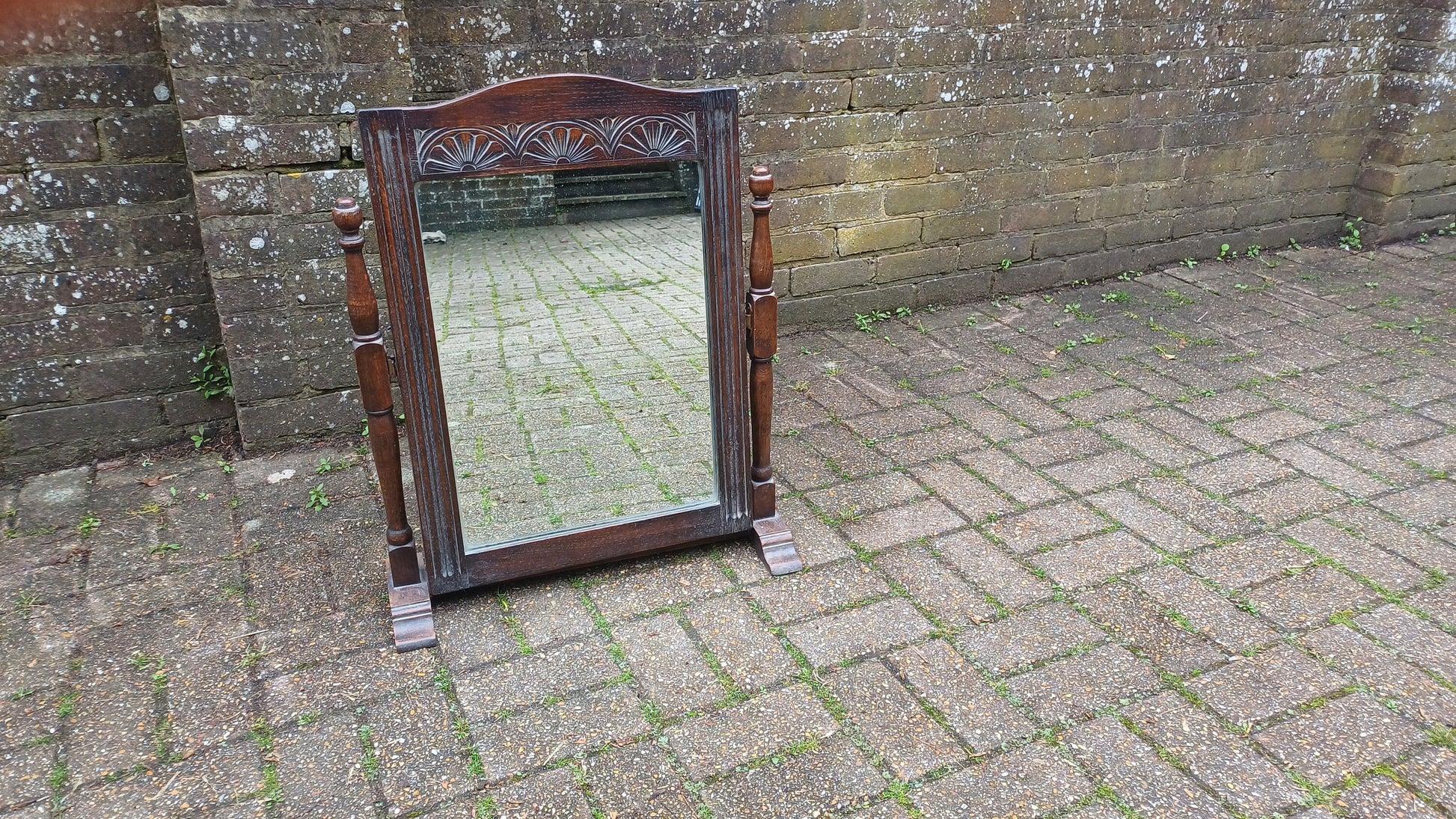 Vintage Solid Oak 1920s Oak Swing Mirror