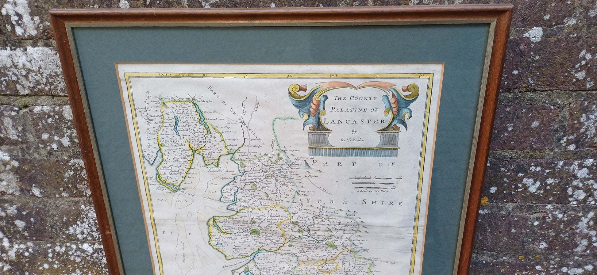 Palatine of Lancaster Copper Plate Engraving Map, handpainted. By Rob Morden for Abel Swale Awnsham and John Churchill
