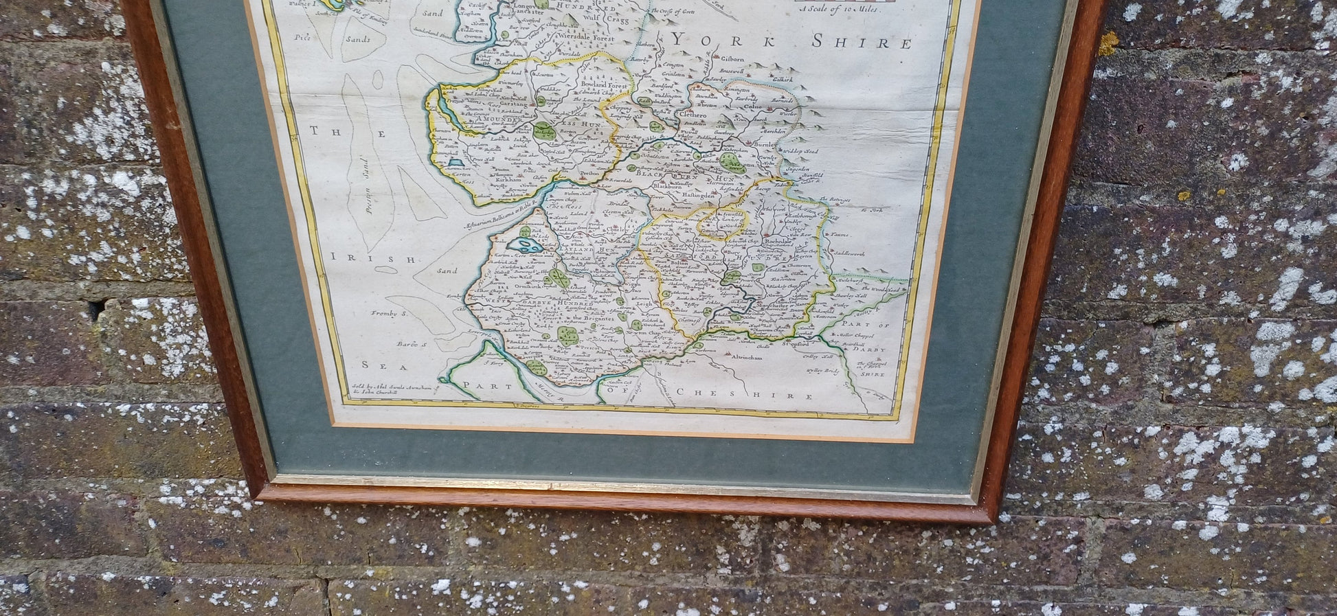 Palatine of Lancaster Copper Plate Engraving Map, handpainted. By Rob Morden for Abel Swale Awnsham and John Churchill