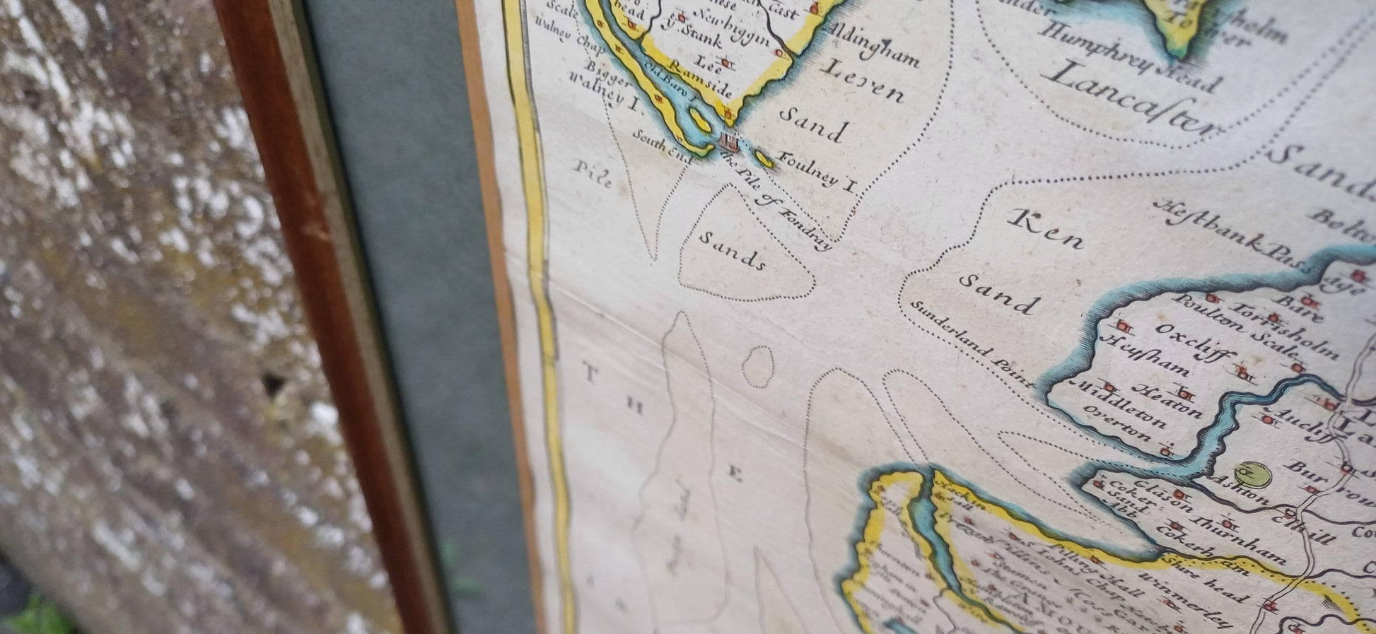 Palatine of Lancaster Copper Plate Engraving Map, handpainted. By Rob Morden for Abel Swale Awnsham and John Churchill