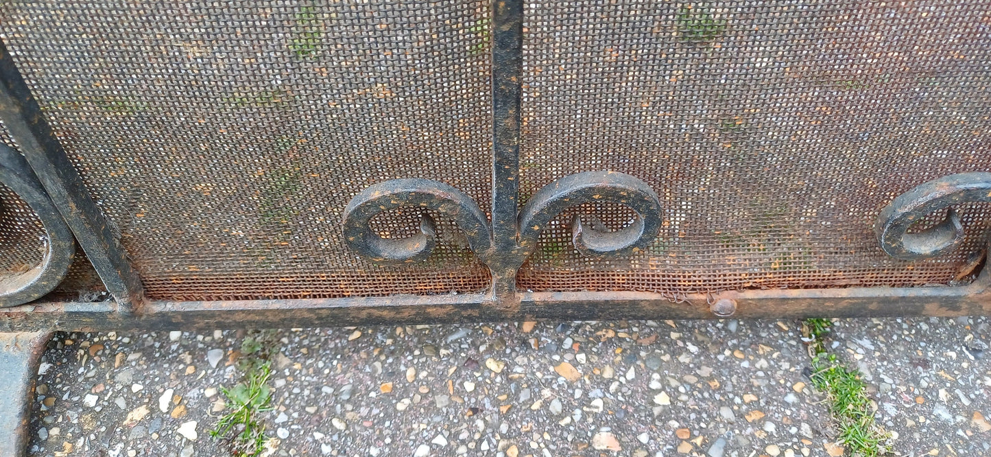 Pretty Solid Iron Vintage Fire Screen or Guard Fireplace