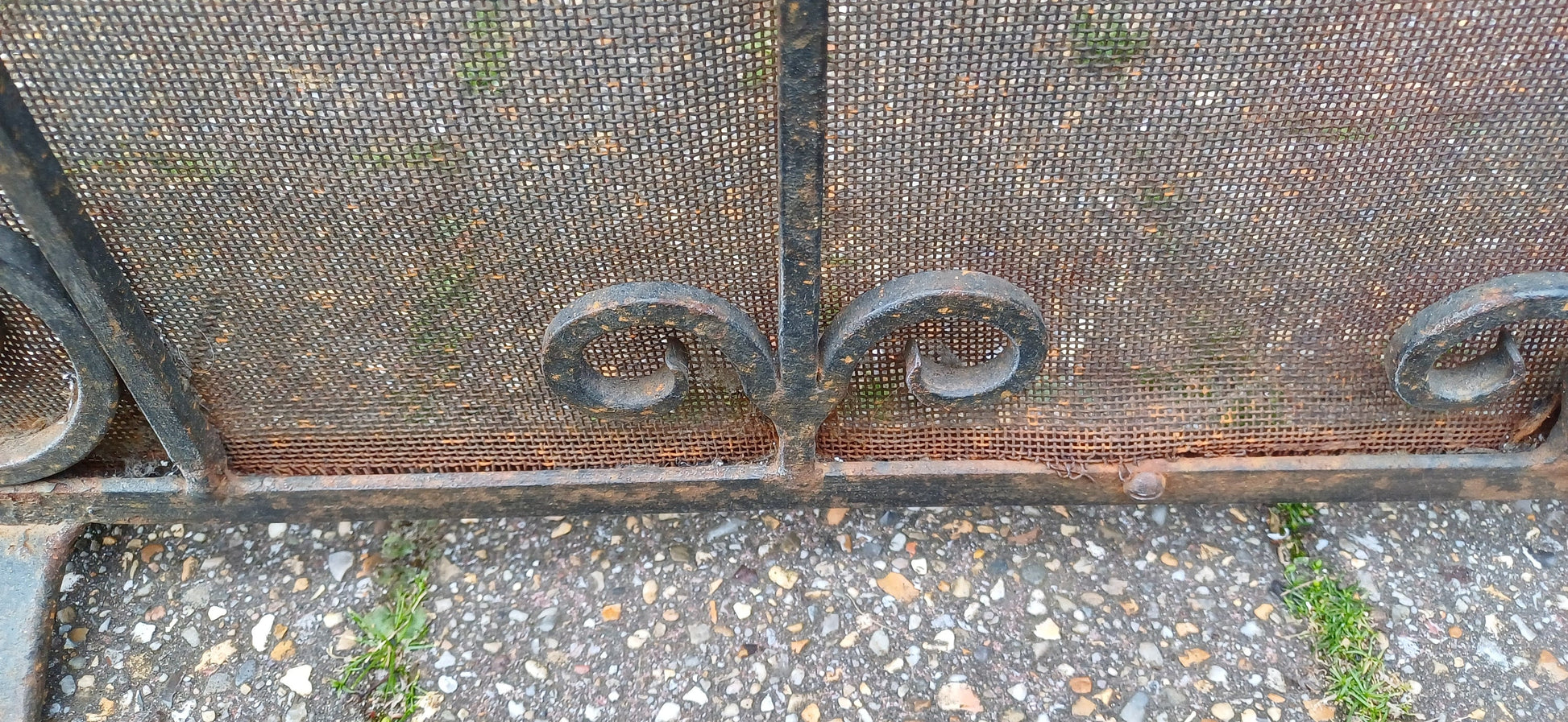 Pretty Solid Iron Vintage Fire Screen or Guard Fireplace