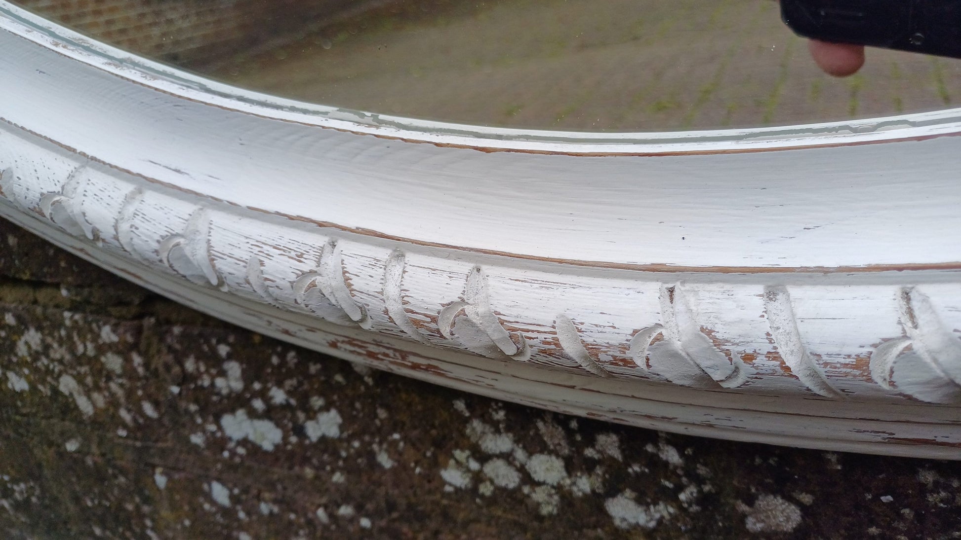 Huge Vintage Painted Shabby Chic Wall or Over Mantel Mirror Bespoke Upcycled. Farrow and Ball Wimborne White.