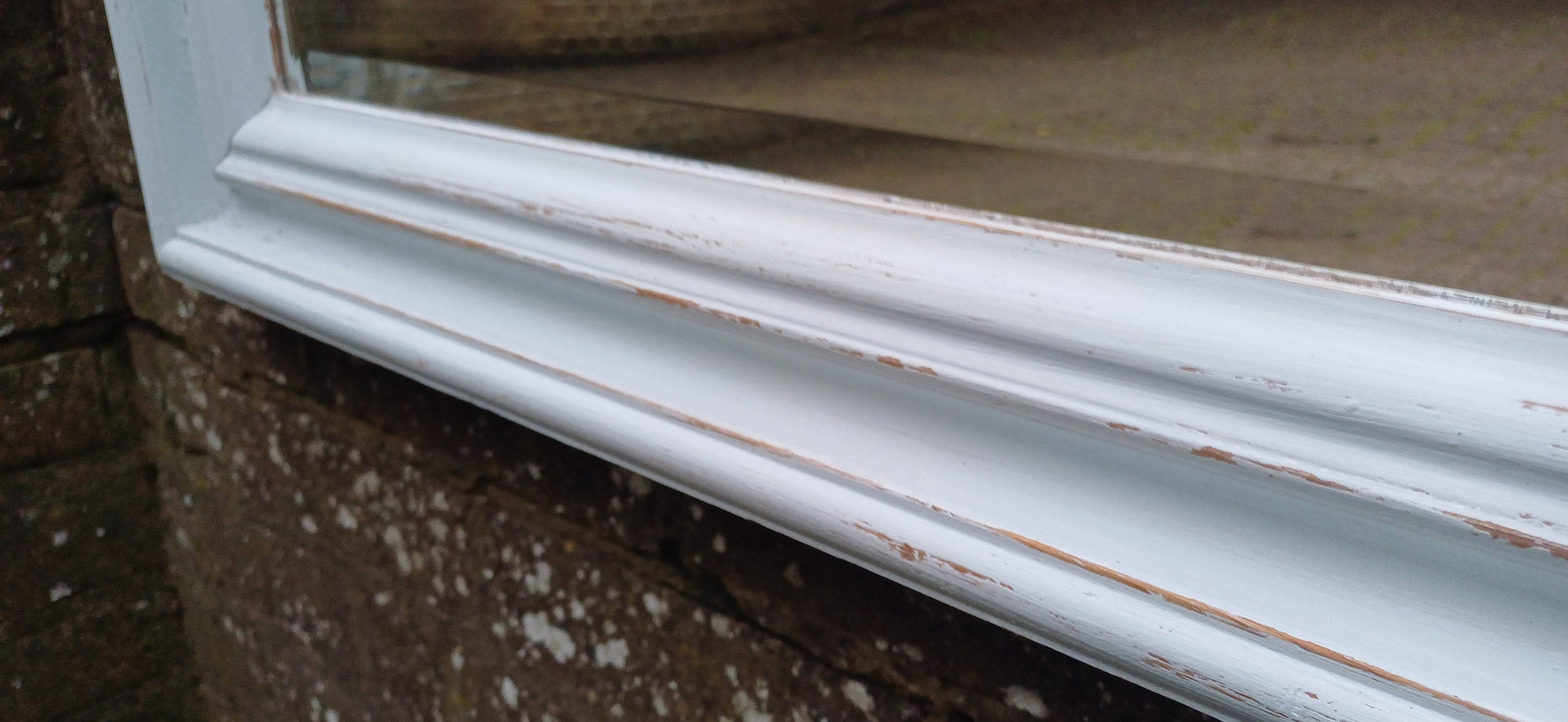 Huge Vintage Painted Shabby Chic Wall or Over Mantel Mirror Bespoke Upcycled. Farrow and Ball Light Blue